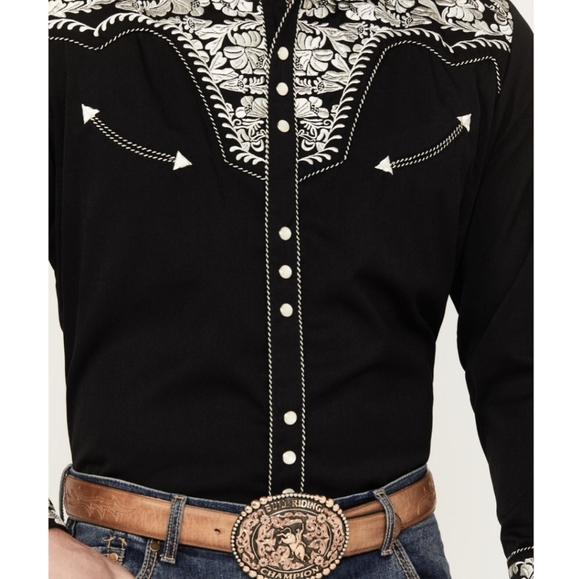 Scully Men's Black Legends Gunfighter Long Sleeve Western Shirt size Large - Picture 3 of 10